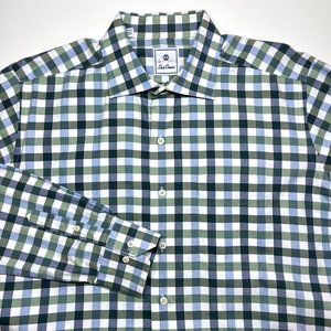 Men's David Donahue shirt size XL in blue and green plaid